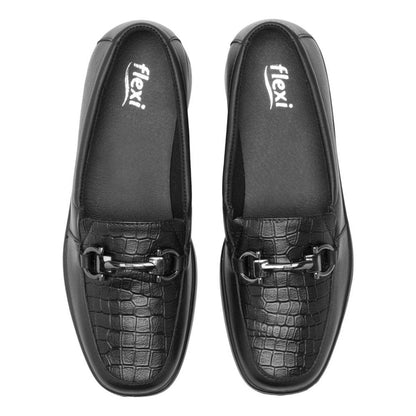 Mocasin Flexi De Mujer Clasico Negro 124502 Hebilla Confort